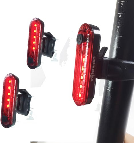 Constefire LED recargable,Luz Trasera Recargable USB para Bicicleta, 2 Unidades, Impermeable, 4 Modos, Luces Rojas,