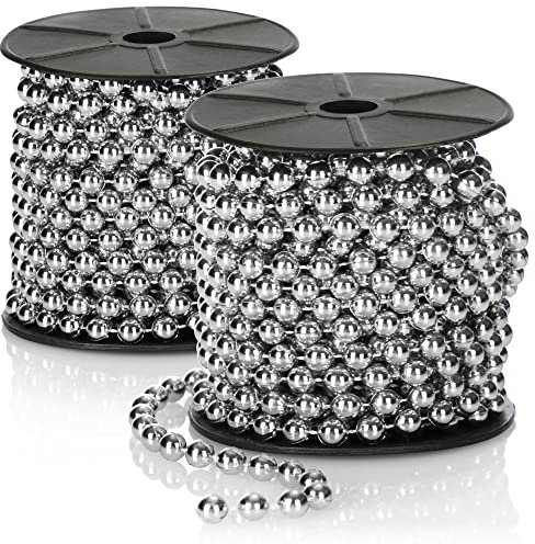 COM-Four® 2X Guirlande de Perles pour Le Sapin de Noël - décoration de Sapin de Noël Ruban de Perles - décoration de Noël - décoration de Mariage - Argent 20 m