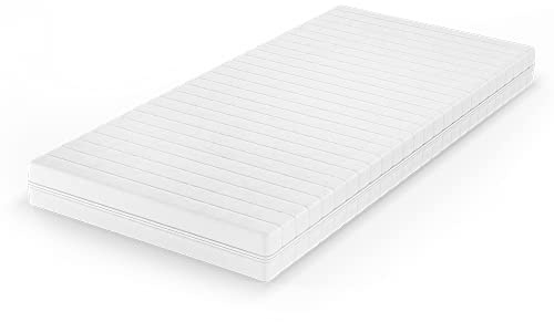 VitaliSpa Materasso in schiuma fredda, Bianco, 90 x 200 cm H2 grado di durezza, 7 zone, con rivestimento rimovibile e superficie di appoggio punto-elastica