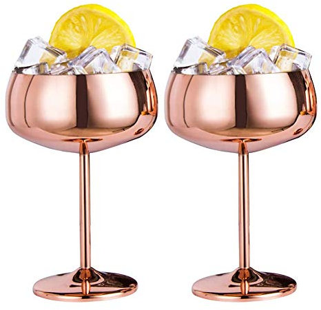Ticarus Cocktailschale Rotweinglas aus Edelstahl, Cups Champagne, Sektgläser, Anti-Fall, Cocktailschalen für uhause, Restaurants und Partys Bar KTV(2Pack)