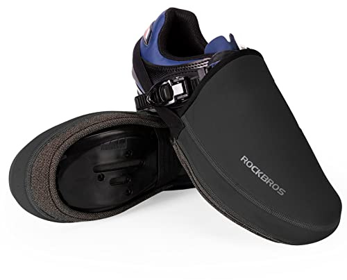 ROCKBROS Couvre-Chaussures Déperlantes Demi, Surchaussures de Cyclisme pour Homme Femmes Coupe Résistant à l’Usure pour Chaussures de Cyclisme VTT Vélo de Route Noir L