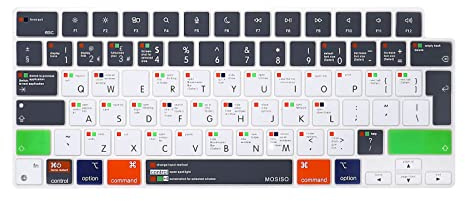 MOSISO Keyboard Cover Compatible with MacBook Air 13.6 inch M3 M2 2025-2022, for MacBook Air 15 inch M3 M2 2025-2023, for Mac Pro 14/16 M4/M3/M2/M1 2025-2021, Mac OS X Shortcut, Gray