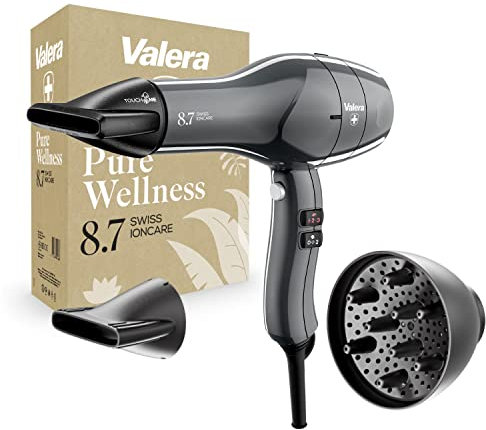 Valera, Swiss Ioncare 8.7, professioneller Haartrockner, leiser Föhn mit Ionen-Generator, 3 Temperaturstufen, Kaltlufttaste, verdrehsicheres Kabel, 2400 W, Swiss Made