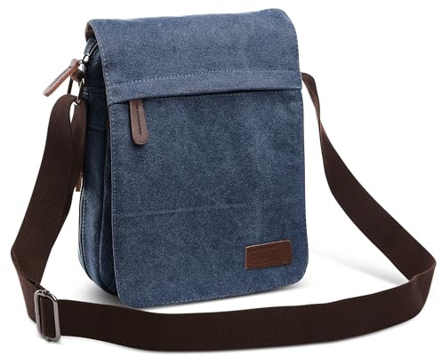 DORRISO Herren Umhängetasche Mode Schultertasche Leinwand Klein Schultertaschen Leicht Kuriertasche Casual Reise Urlaub Camping Männer Kuriertasche Blau