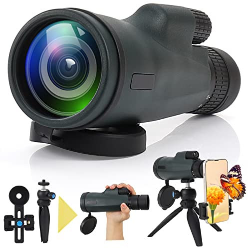 Optischer Zoom Monokular Teleskop 10-30x50, HD Monokular Fernrohr Wasserdichtes mit Smartphone Halter und Metall-Stativ FMC BAK4 Prisma für Camping, Vogelbeobachtung, Reisen