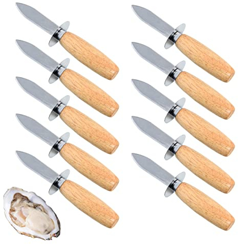 MGTECH 10 Pcs Oyster Shucking Knives, Bulk Oyster Shucker Clam Opener