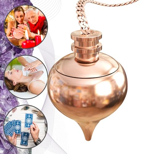 Péndulo Adivinación de Radiestesia Gota de Agua ABBE MERMET de Latón Cobreado con su Testigo y su Cadena (35 GR) – Pendulo Adivinatorio Universal