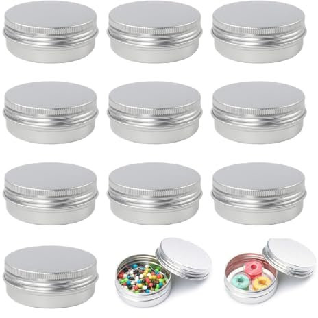 10pcs argento con coperchio a vite Capacità di 10ml. Barattoli metallici vuoti perfetti per il trasporto e l'organizzazione dei tuoi prodotti di bellezza.