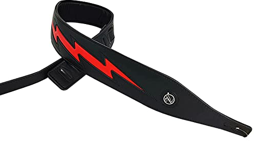 YUEKO Gitarrengurt mit coolem Lightning-Muster, für E-Gitarre/Bass Neue Farbe（Schwarz Rot Lightning）