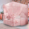 Uadme Luxury Princess Bed Curtain Canopy Netting Mosquito Net,Punch-free Installation Bed Net for Single or Double Bed Ideal,King Size Four Corner Post Curtains Bed Canopy for Decorative(Pink M)