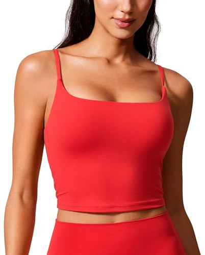 CRZ YOGA Butterlift Rundringad Crop Top | Medium stöd, avtagbara vadderingar, yoga, smörmjuk, justerbar U-formad rygg, långa sport-BH:ar för kvinnor