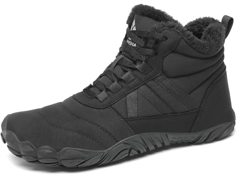 Mishansha Bottes pour Femme Hiver Bottine Homme Neige Botte Fourrée Boots Hiver Chaudes Chaussures Minimaliste Antidérapante Barefoot Bottines Randonnee Noir EU Gr.40