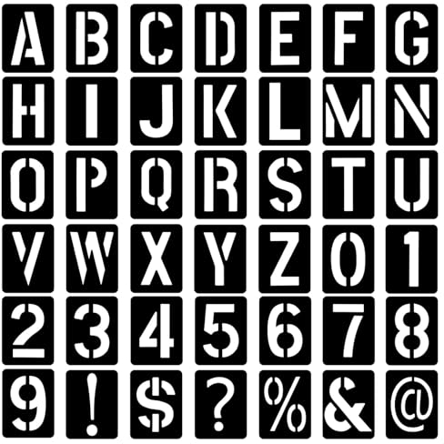 42 Stück Buchstaben Schablone, Wiederverwendbare Zahlen Schablonen Buchstabenschablone Groß Kunststoff Alphanumerische Malschablonen für Holzschilder Kuchen Malerei Handwerk