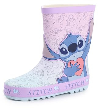 Disney Lilo & Stitch Botas de Agua para Niñas | Botas de Agua para Niños con Estampado Total de Stitch en Púrpura | Botas de Goma Resistentes al Agua para Niños