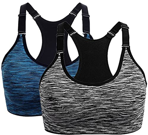 2 Piezas Sujetadores Deportivos Mujer Sujetador Deportivo con Espalda de Nadador Top Deportivos Mujer Acolchados Top Corto de Gimnasio de Impacto Medio para Fitness Yoga Ejercicio Corriendo