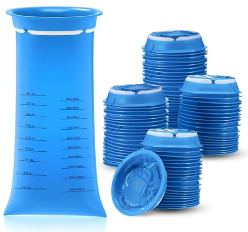 50 stycken spottpåsar med ring 1 000 ml, högdensitets kokpåsar och bajspåsar för barn och vuxna, rese läckage, påse med ring