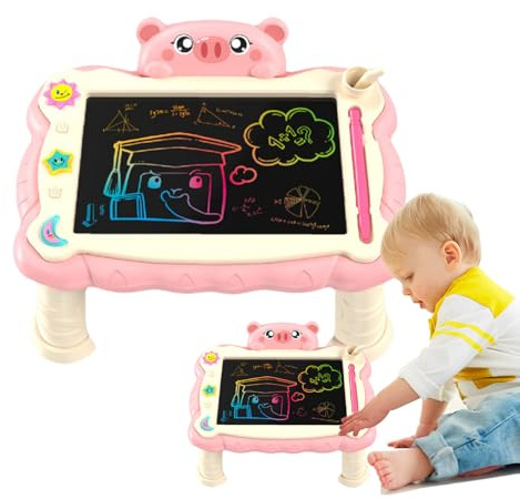 laxreheye Pizarra de escritura LCD, tabla de garabatear con soporte, reutilizable, LCD, con soporte, ayuda de aprendizaje para casa, escuela y viajes