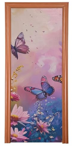 Färgglada tusensköna blommor dekorativ toalett dörrskydd 89 x 200 cm sommar dörr banderoll semester festtillbehör M