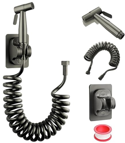 DEANKEJI 3 Metri PE Doccetta per Bidet-Set, Grigio Scuro Doccetta Bidet, Doccettaperbide con Tubo Flessibile, Doccettbidet, per Bagno, Cucina, Hotel