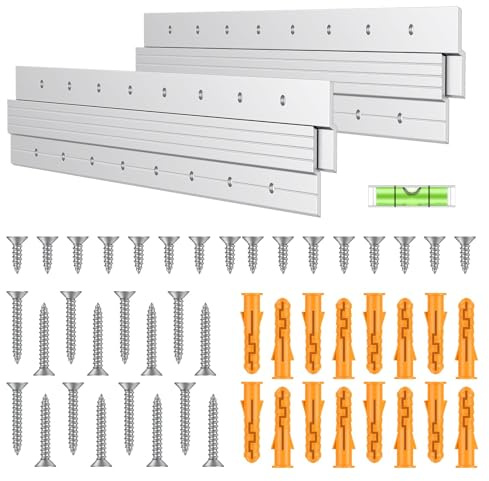 Uniclife 2 Pares de Colgador Francés 46 cm Carga 45 kg Colgador para Cuadros Francés de Alta Resistencia Herrajes para Colgar Espejos de Aleación de Aluminio Soporte de Montaje en Pared Clip
