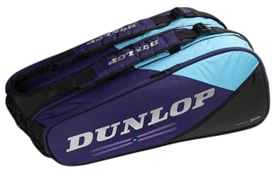 Dunlop FX Performance 12 Racket Bag - Borsa da tennis fino a 12 racchette, Viola/Nero/Ciano