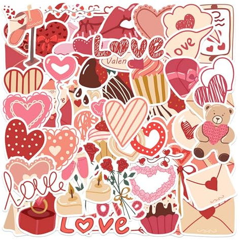 JOOTUEPO Adesivi Scrapbooking, 58 Pezzi Stickers, Adesivi Vinile Impermeabili, Stickers Aesthetic, Sticker Journaling, per Bottiglia d'acqua, Laptop, Album di Ritagli, Diario