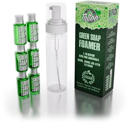 Believa Tattoo Green Soap Concentrado 6 x 20 ml + Foamer