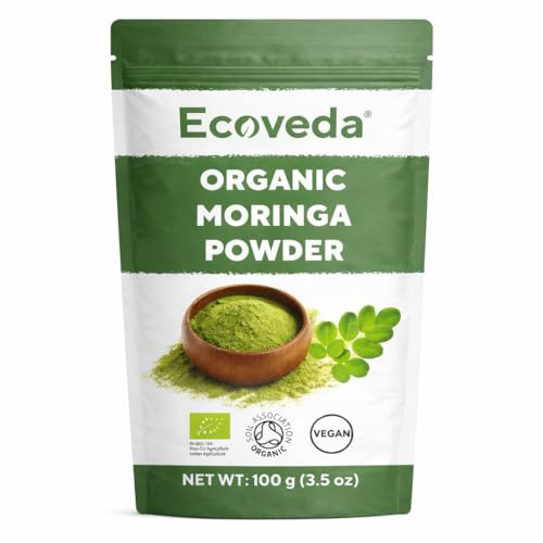Organic Moringa Leaf Powder 100 gram, Organically Grown, Soil Association Certified Powdered Moringa Leaves, Tested for Heavy Metals
