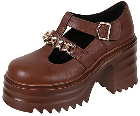 Damskor Hö T Knytskor Dam Metallkedja Plattform Pumps Office Lady Daily Vit Svart