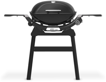 Weber Q 2200N – Barbacoa de Gas con mesas Laterales, Soporte Compacto, Parrillas de Hierro esmaltado, Encendido electrónico, Quemador de Alto Rendimiento, Negro Medianoche