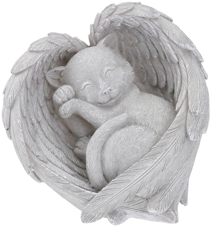Healifty Stèle Funéraire Commémorative en Résine pour Chats, Statue d'ange Décorative pour Jardin, Pierre Tombale Extérieure 1 Pièce, Sculpture Souvenir Animaux, Ornement Commémoratif Chat