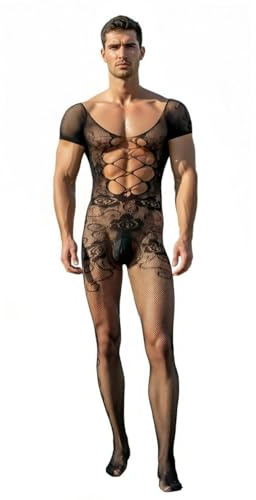 Bommi Fairy män sexigt fisknät undertröjor klippt ut bodysuit het man jumpsuit sissy kläder party klubb rave gay kläder
