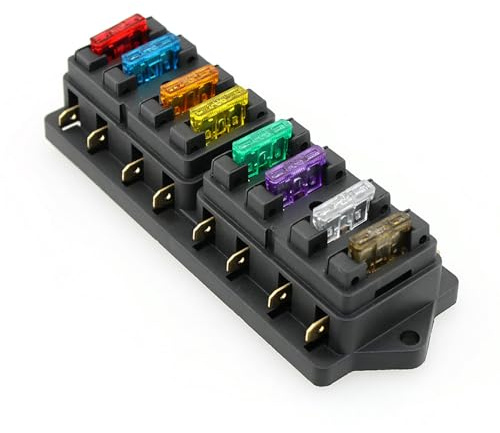 Cocoarm Caja de Fusibles de 6 Vías, Soporte de Plástico con 6 Fusibles, Diseño Fácil a Prueba de Polvo para Automóviles y Barcos (8)