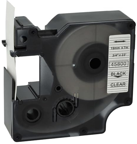 vhbw cinta de escritura reemplaza Dymo 45800, D1, S0720820 para impresora etiquetas 7m x 19 mm negro a transparente, plástico