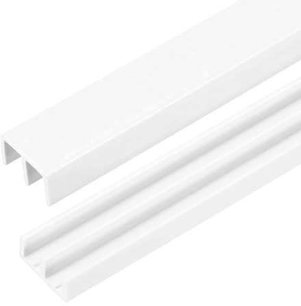 QUARKZMAN 2Set Binario Per Porte Scorrevoli In Plastica, Kit Hardware Per Finestra Scorrevole Da 2.95Ft Per Pannelli Spessi 1/4, Per Piccole Porte Armadio A Sovrapposizione, Bianco