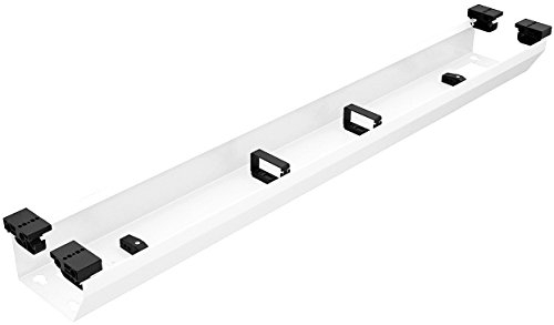 Metall Kabelkanal Schreibtisch Kabeldurchlass zur Aufnahme von Steckdosenleisten | Länge 1224 mm | Stahl weiß RAL 9016 | Made IN Germany | 1 Set - Kabel-Durchführung Management Untertisch-Montage