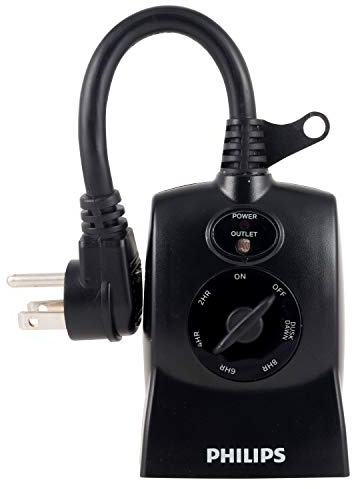 Philips Light-Sensing Plug-in Outdoor Mechanical Timer, Preset/Countdown, Dawn-to-Dusk, 2 Polarized Outlets, Override Switch, Ideal for landscape, Seasonal Lighting, Décor, SPC1240AT/27