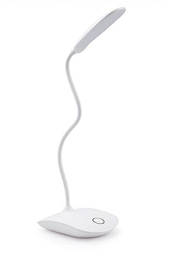 INF LED-bordslampa, flexibelt vridbar, dimbar och batteridriven skrivbordslampa, uppladdningsbar, vit