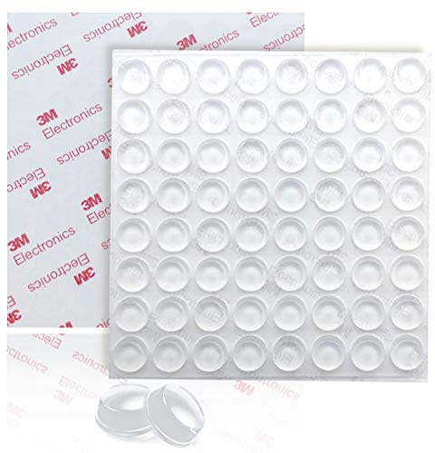 Uni-Fine Transparente Adhésifs Butées, Antidérapant Butée Tampon Transparent Auto-adhésif Transparente Pieds Adhésifs Doux Patin Silicone Meubles en Verre Tables Artisanat Protecteurs Muraux, 64Pcs