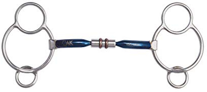 AK Universal Loose Ring Rotary Double Cooper Roller Snaffle Horse Riding Bit Sweet Iron AKRS-2637 (5.75'', Blue-Silver)