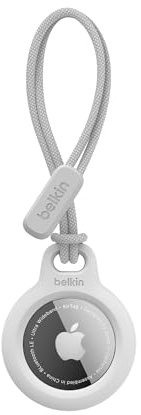 Belkin F8W974 AirTag Case with Strap (Secure Holder Protective Cover for Air Tag with Scratch Resistance Accessory) – White, Tag not included