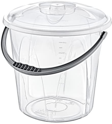 Large 20L Clear Plastic Bucket with Lid Plus Carry Handle Storage Container Bin Caddy (1)