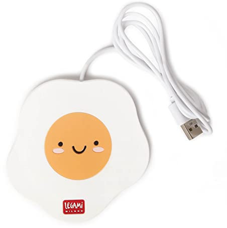 Legami - Scalda Tazza Usb, Warm it up, 10x10 cm, in Vinile, Ideale per Tazze e Bicchieri con Fondo Piatto, Ingresso USB, Tema Egg