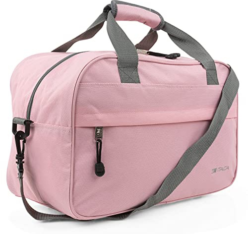 ITACA - Bolsa de Viaje Cabina 40X25X20 Mujer y Hombre, Plegable, Ligera e Impermeable. Bolsa Fin de Semana Mujer, Bolsa de Viaje Mano Compatible Ryanair, Rosa