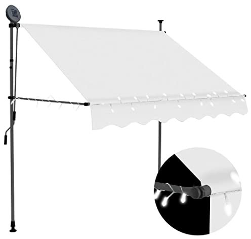 Retractable awning manual with LED 150 cm cream