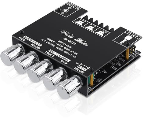 Bluetooth Hifi Amplifier ZK-MT21 2.1 canaux Mini amplificateur audio stéréo 50W x 2 +100W Classe D Digital Power Ampfilier Receiver with BT AUX Input, DC 12-24V for Passive Speaker