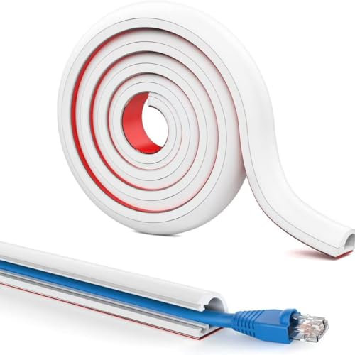 BTBHIHO 6M PVC Cable Trunking, Self-Adhesive Cable Duct, Moisture-Proof Wire Cover, Easy-Cut Cord Hider, Cable Concealer for Wall Mounted TV and Home Office, Fits ≤7mm Cables