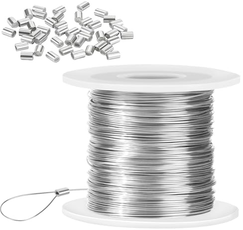 0.5mm x 100m Cable de alambre de acero para colgar marcos de fotos, alambre para colgar imágenes, bricolaje, pesca, joyas, pesca