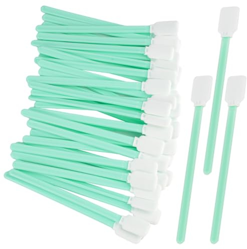100 Piezas Bastoncillos Limpieza de Espuma 12cm Bastoncillos de Algodón Estériles Largos Bastoncillos Finos Punta Cuadrada Varillas de Poliéster Estériles Bastoncillos Impresora,Lentes Ópticos Verde