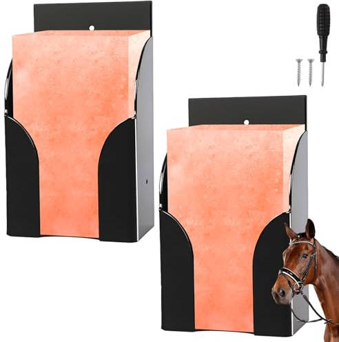 Dmnnlp 2 Pcs Salt Block Holder for 4lb Mineral Lick Brick, Plastic Salt Lick Holder with Screws, Wall Mount for Horses, Deer, Goats, Cattle - Horse Feeding Supplies (Black)